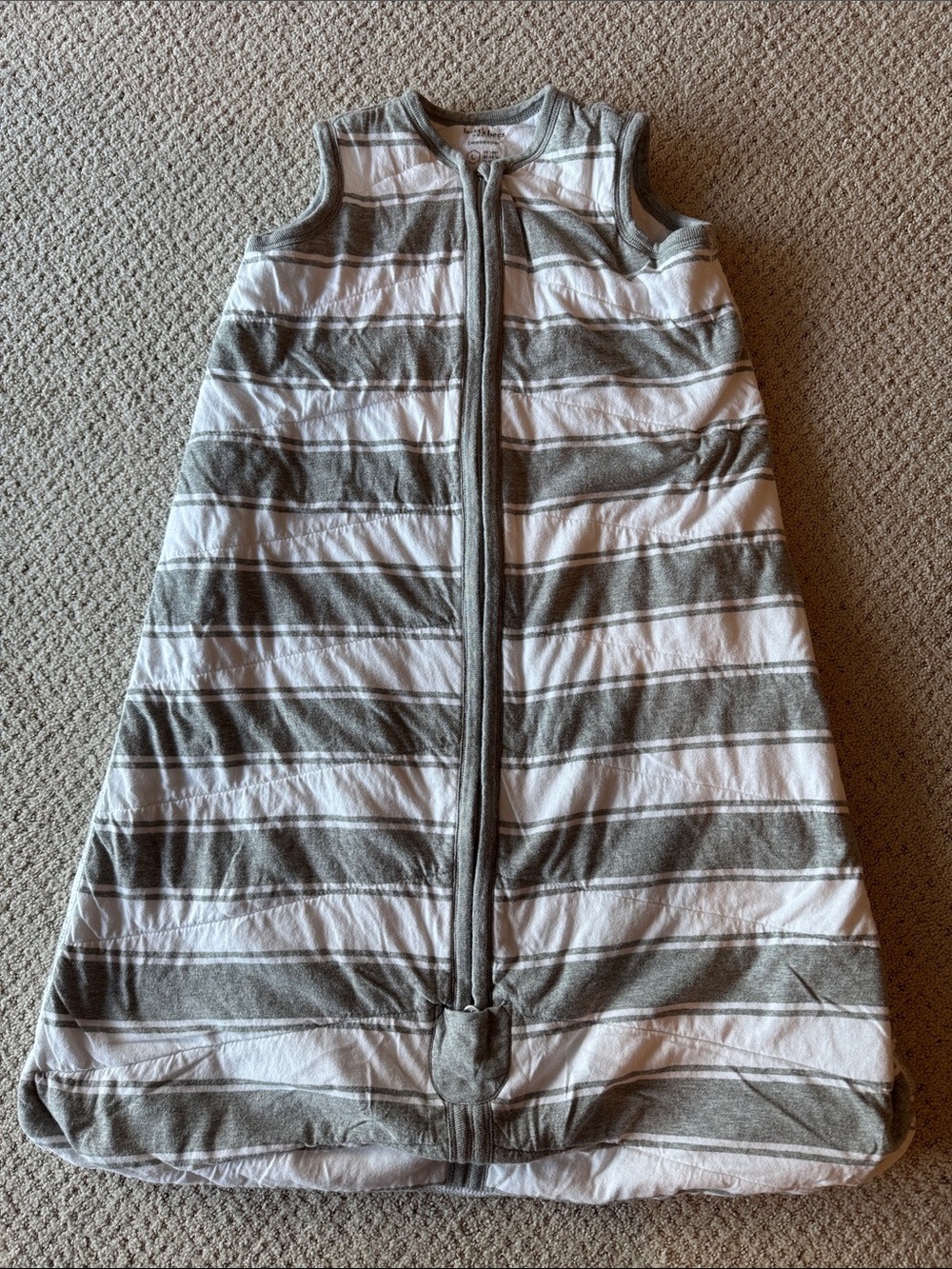 Gray & White Striped Sleeveless Kids Sleep Sack - Cozy Wearable Blanket